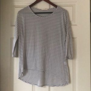 Gray & White Stripped 3/4 Sleeve Shirt